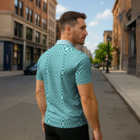Cyan Filipino Binakol Motifs Zipper Polo Shirt Mabuhay Philippines Festival Kusikus Pattern LT14 - Polynesian Pride