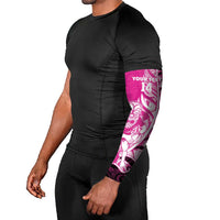 New Zealand Silver Fern Rugby Custom Arm Sleeves All Black Maori Pattern Pink - Polynesian Pride