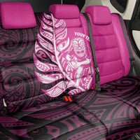 New Zealand Silver Fern Rugby Custom Back Car Seat Cover All Black Maori Pattern Pink - Polynesian Pride