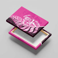 New Zealand Silver Fern Rugby Custom Canvas Wall Art All Black Maori Pattern Pink - Polynesian Pride