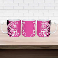 New Zealand Silver Fern Rugby Custom Ceramic Mug All Black Maori Pattern Pink - Polynesian Pride