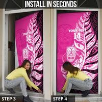 New Zealand Silver Fern Rugby Custom Door Cover All Black Maori Pattern Pink - Polynesian Pride
