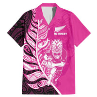 New Zealand Silver Fern Rugby Custom Family Matching Mermaid Dress and Hawaiian Shirt All Black Maori Pattern Pink - Polynesian Pride