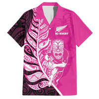 New Zealand Silver Fern Rugby Custom Hawaiian Shirt All Black Maori Pattern Pink - Polynesian Pride