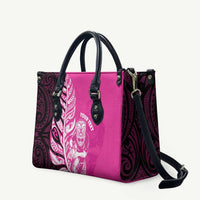 New Zealand Silver Fern Rugby Custom Leather Bag All Black Maori Pattern Pink - Polynesian Pride