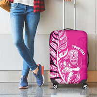 New Zealand Silver Fern Rugby Custom Luggage Cover All Black Maori Pattern Pink - Polynesian Pride