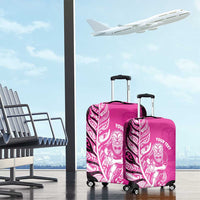 New Zealand Silver Fern Rugby Custom Luggage Cover All Black Maori Pattern Pink - Polynesian Pride
