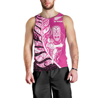 New Zealand Silver Fern Rugby Custom Men Tank Top All Black Maori Pattern Pink - Polynesian Pride