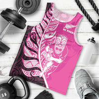 New Zealand Silver Fern Rugby Custom Men Tank Top All Black Maori Pattern Pink - Polynesian Pride