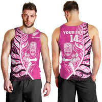New Zealand Silver Fern Rugby Custom Men Tank Top All Black Maori Pattern Pink - Polynesian Pride