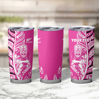 New Zealand Silver Fern Rugby Custom Tumbler Cup All Black Maori Pattern Pink - Polynesian Pride
