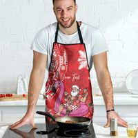 Personalized Hawaii Christmas Apron Mele Kalikimaka Chilling Shaka Santa Flamingo - Polynesian Pride