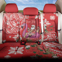 Personalized Hawaii Christmas Back Car Seat Cover Mele Kalikimaka Chilling Shaka Santa Flamingo - Polynesian Pride