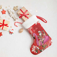Personalized Hawaii Christmas Stocking Mele Kalikimaka Chilling Shaka Santa Flamingo - Polynesian Pride