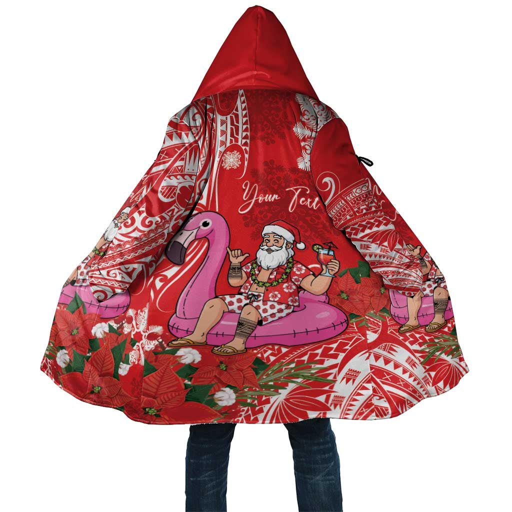 Personalized Hawaii Christmas Cloak Mele Kalikimaka Chilling Shaka Santa Flamingo - Polynesian Pride