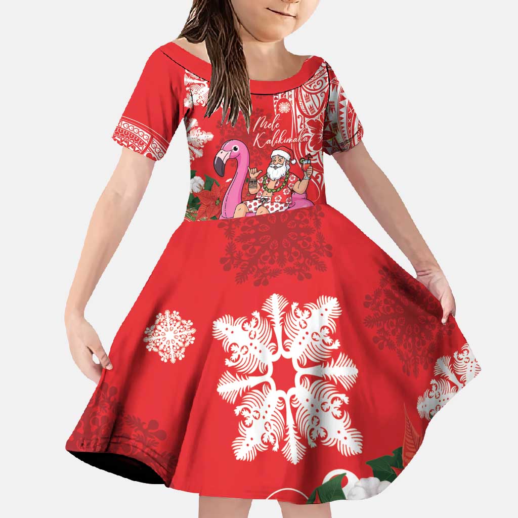 Personalized Hawaii Christmas Family Matching Off Shoulder Maxi Dress and Hawaiian Shirt Mele Kalikimaka Chilling Shaka Santa Flamingo - Polynesian Pride