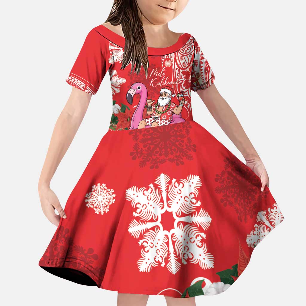 Personalized Hawaii Christmas Family Matching Puletasi and Hawaiian Shirt Mele Kalikimaka Chilling Shaka Santa Flamingo - Polynesian Pride