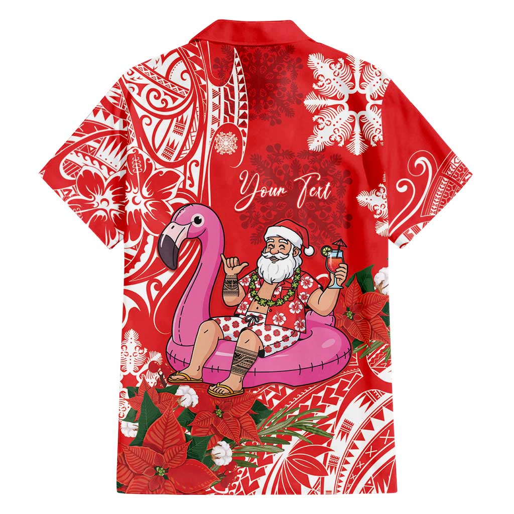 Personalized Hawaii Christmas Family Matching Puletasi and Hawaiian Shirt Mele Kalikimaka Chilling Shaka Santa Flamingo - Polynesian Pride