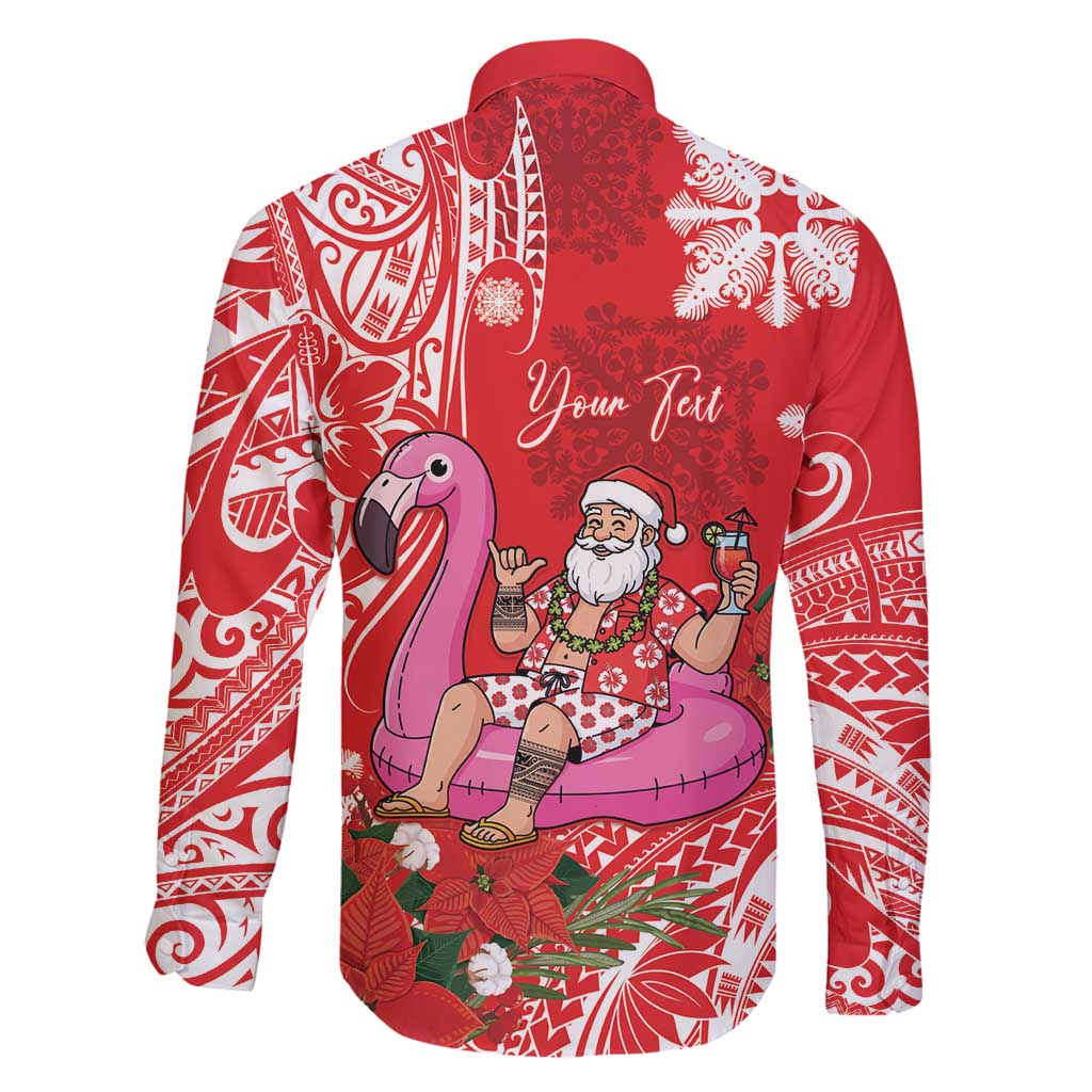 Personalized Hawaii Christmas Family Matching Puletasi and Hawaiian Shirt Mele Kalikimaka Chilling Shaka Santa Flamingo - Polynesian Pride