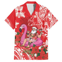 Personalized Hawaii Christmas Hawaiian Shirt Mele Kalikimaka Chilling Shaka Santa Flamingo - Polynesian Pride