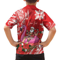 Personalized Hawaii Christmas Hawaiian Shirt Mele Kalikimaka Chilling Shaka Santa Flamingo - Polynesian Pride