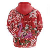 Personalized Hawaii Christmas Hoodie Mele Kalikimaka Chilling Shaka Santa Flamingo - Polynesian Pride