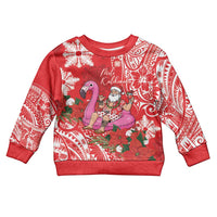 Personalized Hawaii Christmas Kid Ugly Christmas Sweater Mele Kalikimaka Chilling Shaka Santa Flamingo - Polynesian Pride