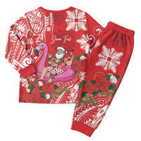Personalized Hawaii Christmas Pajama Set Mele Kalikimaka Chilling Shaka Santa Flamingo - Polynesian Pride
