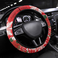 Hawaii Christmas Steering Wheel Cover Mele Kalikimaka Chilling Shaka Santa Flamingo - Polynesian Pride