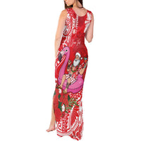 Personalized Hawaii Christmas Tank Maxi Dress Mele Kalikimaka Chilling Shaka Santa Flamingo - Polynesian Pride