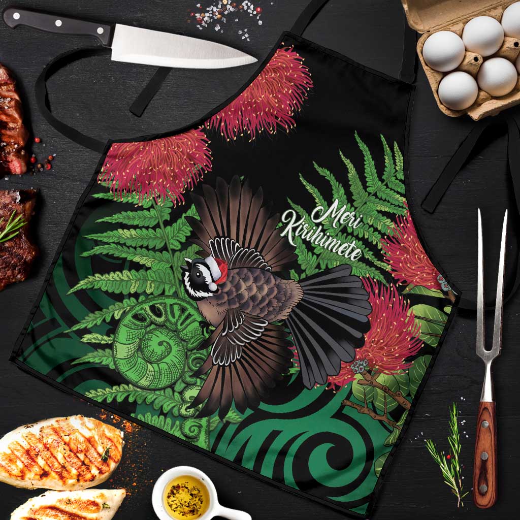 Meri Kirihimete New Zealand Apron Piwakawaka Koru Fern Mix Pohutukawa - Polynesian Pride