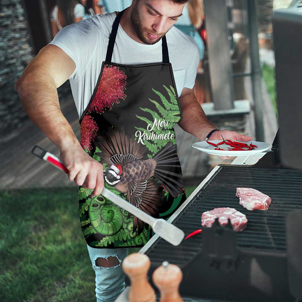 Meri Kirihimete New Zealand Apron Piwakawaka Koru Fern Mix Pohutukawa - Polynesian Pride