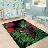 Meri Kirihimete New Zealand Area Rug Piwakawaka Koru Fern Mix Pohutukawa - Polynesian Pride