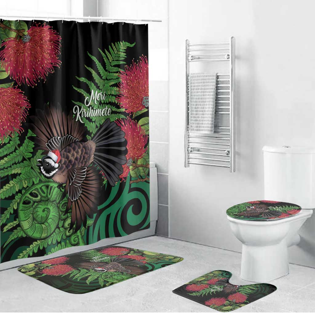 Meri Kirihimete New Zealand Bathroom Set Piwakawaka Koru Fern Mix Pohutukawa - Polynesian Pride