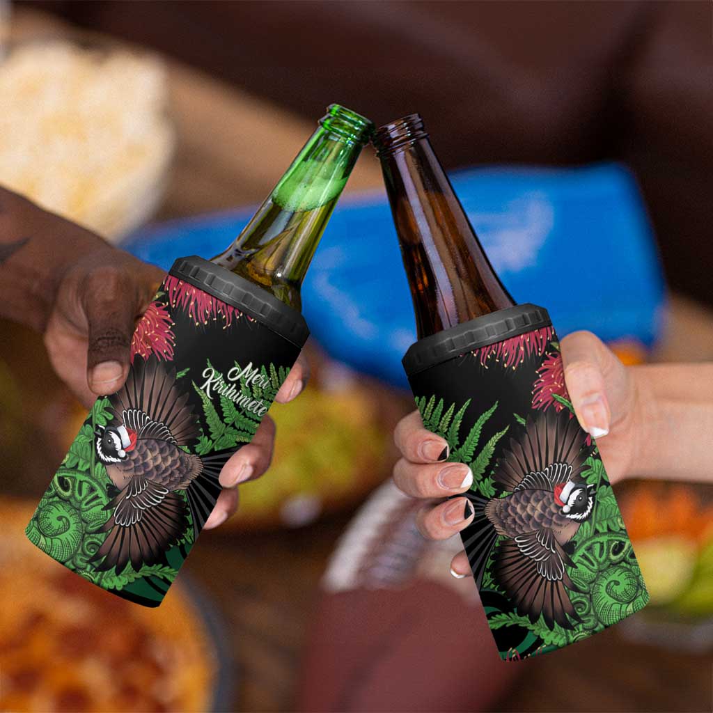 Meri Kirihimete New Zealand 4 in 1 Can Cooler Tumbler Piwakawaka Koru Fern Mix Pohutukawa - Polynesian Pride