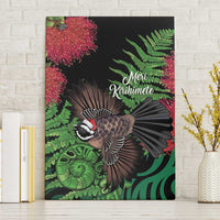 Meri Kirihimete New Zealand Canvas Wall Art Piwakawaka Koru Fern Mix Pohutukawa - Polynesian Pride