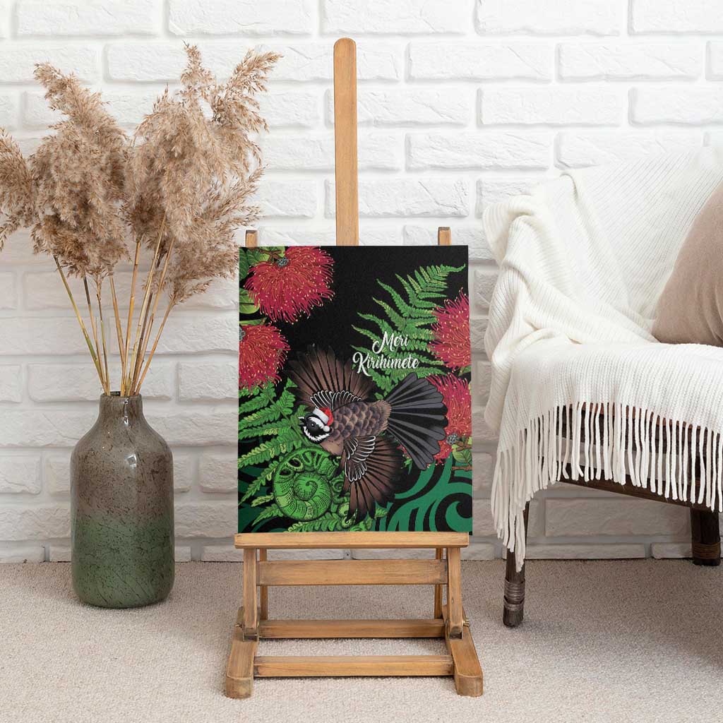 Meri Kirihimete New Zealand Canvas Wall Art Piwakawaka Koru Fern Mix Pohutukawa - Polynesian Pride
