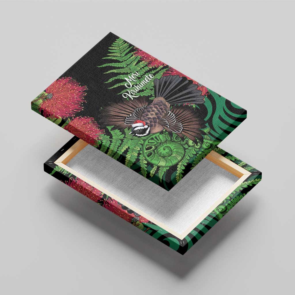Meri Kirihimete New Zealand Canvas Wall Art Piwakawaka Koru Fern Mix Pohutukawa - Polynesian Pride