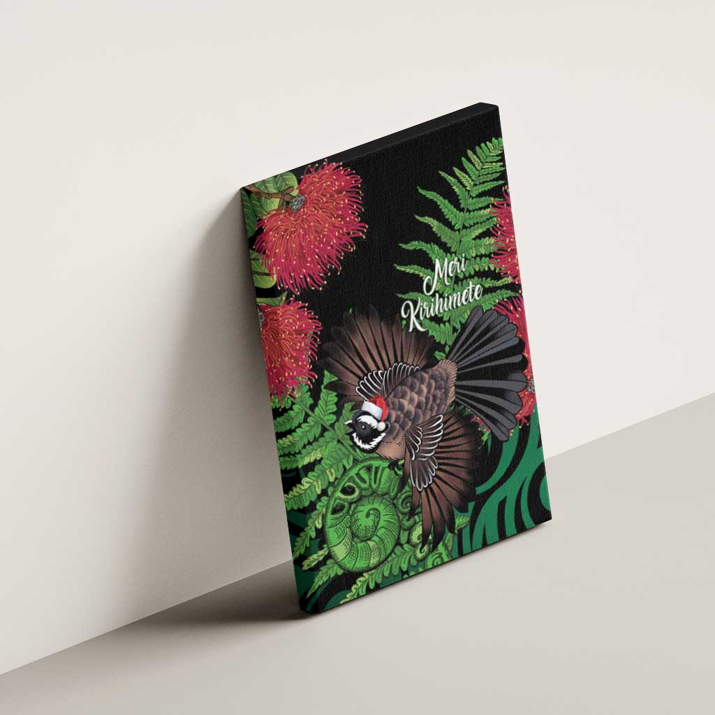 Meri Kirihimete New Zealand Canvas Wall Art Piwakawaka Koru Fern Mix Pohutukawa - Polynesian Pride