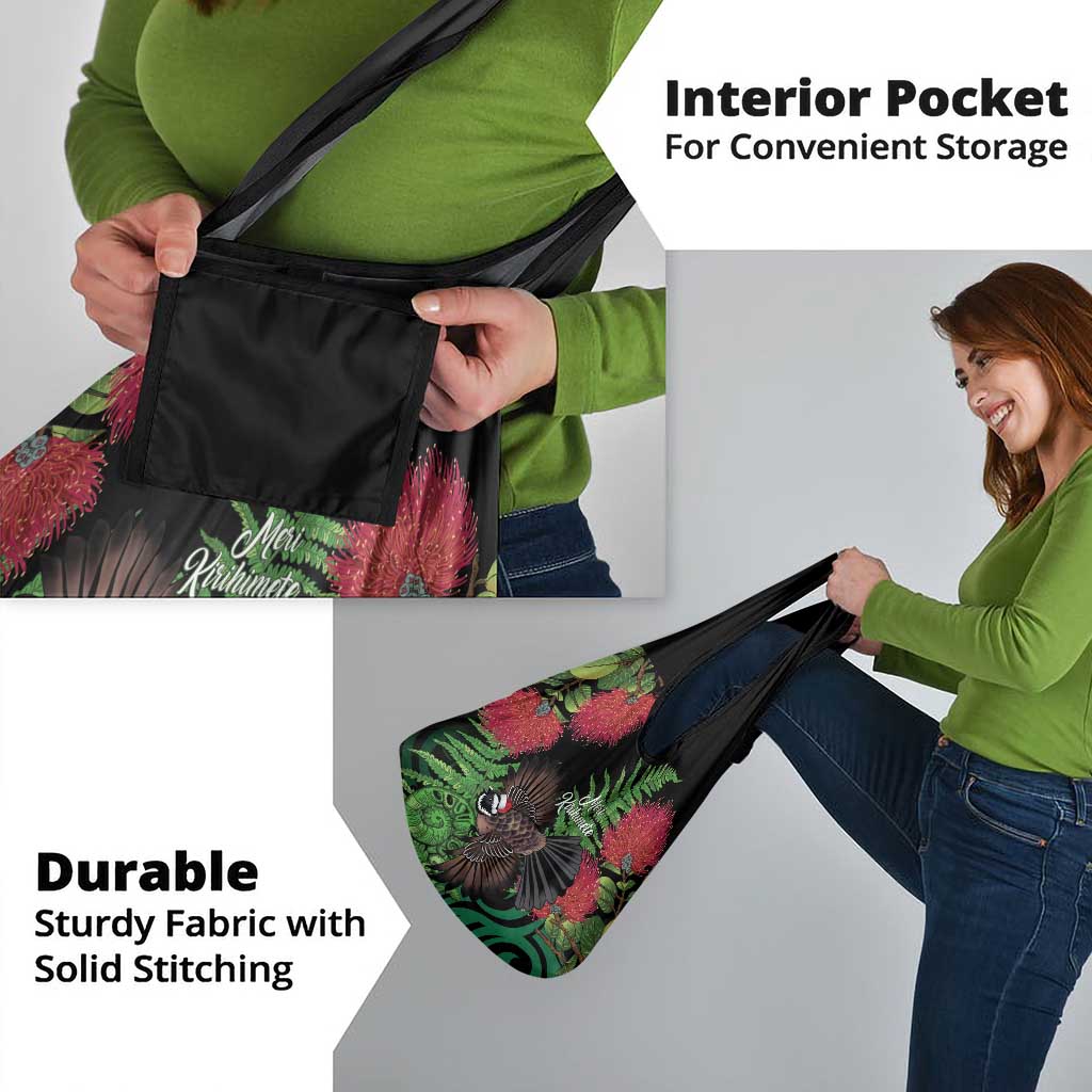 Meri Kirihimete New Zealand Grocery Bag Piwakawaka Koru Fern Mix Pohutukawa - Polynesian Pride