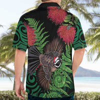 Meri Kirihimete New Zealand Hawaiian Shirt Piwakawaka Koru Fern Mix Pohutukawa - Polynesian Pride