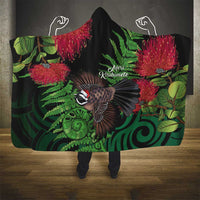Meri Kirihimete New Zealand Hooded Blanket Piwakawaka Koru Fern Mix Pohutukawa - Polynesian Pride