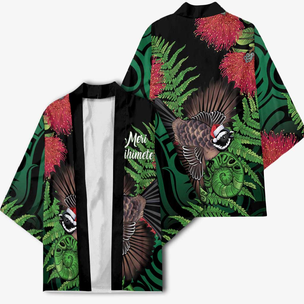 Meri Kirihimete New Zealand Kimono Piwakawaka Koru Fern Mix Pohutukawa - Polynesian Pride