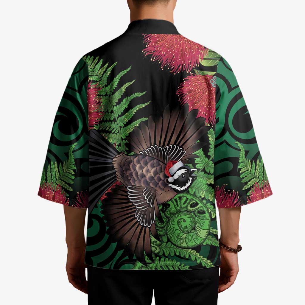 Meri Kirihimete New Zealand Kimono Piwakawaka Koru Fern Mix Pohutukawa - Polynesian Pride