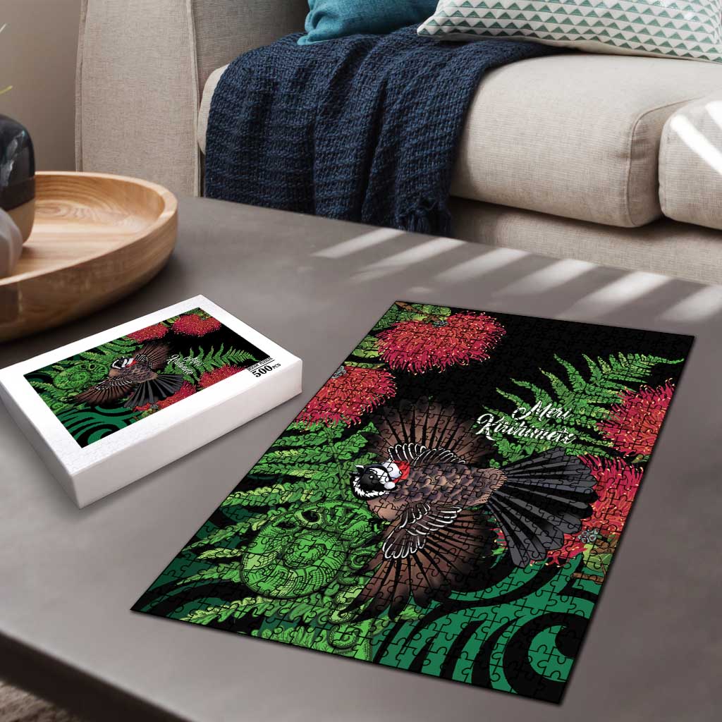 Meri Kirihimete New Zealand Puzzle Piwakawaka Koru Fern Mix Pohutukawa - Polynesian Pride