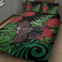 Meri Kirihimete New Zealand Quilt Bed Set Piwakawaka Koru Fern Mix Pohutukawa - Polynesian Pride