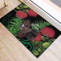 Meri Kirihimete New Zealand Rubber Doormat Piwakawaka Koru Fern Mix Pohutukawa - Polynesian Pride