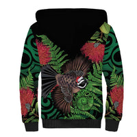 Meri Kirihimete New Zealand Sherpa Hoodie Piwakawaka Koru Fern Mix Pohutukawa - Polynesian Pride