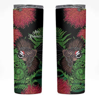 Meri Kirihimete New Zealand Skinny Tumbler Piwakawaka Koru Fern Mix Pohutukawa LT14 Black - Polynesian Pride