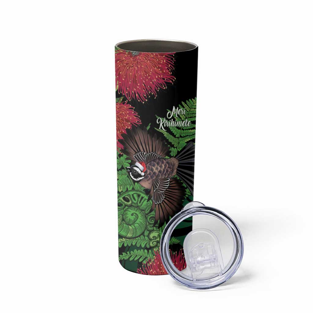 Meri Kirihimete New Zealand Skinny Tumbler Piwakawaka Koru Fern Mix Pohutukawa LT14 - Polynesian Pride